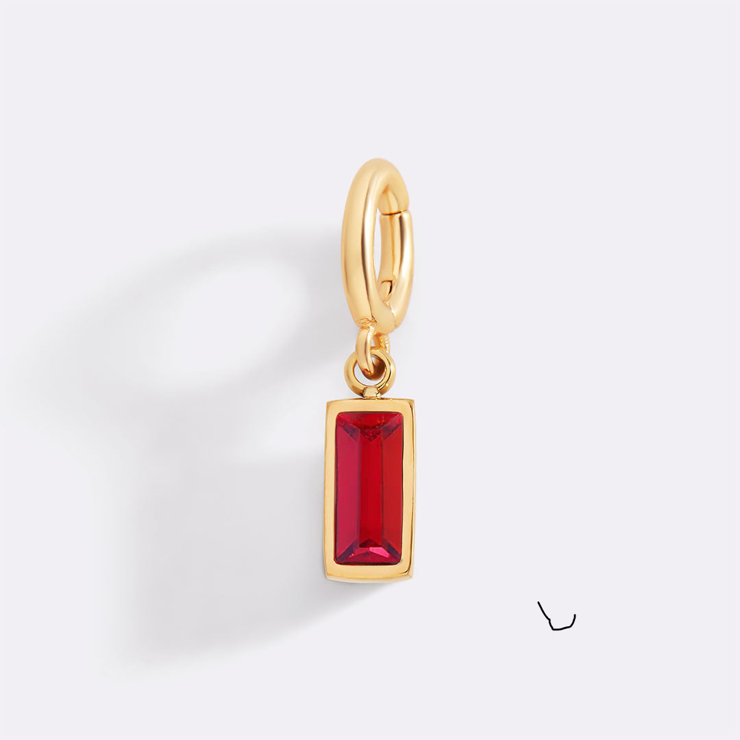 Dainty Baguette Birthstone Charm in ruby-july by Seeyoura