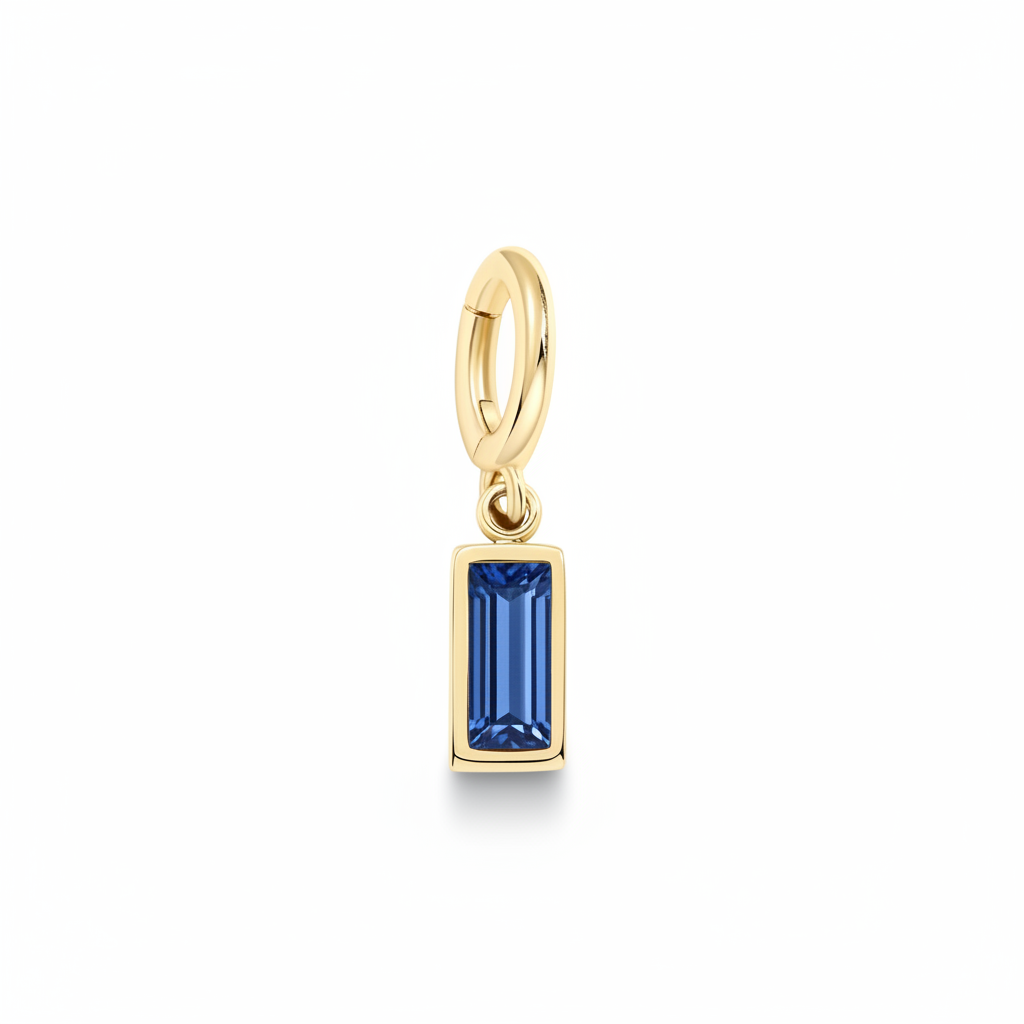 Dainty Baguette Birthstone Charm in sapphire-september by Seeyoura