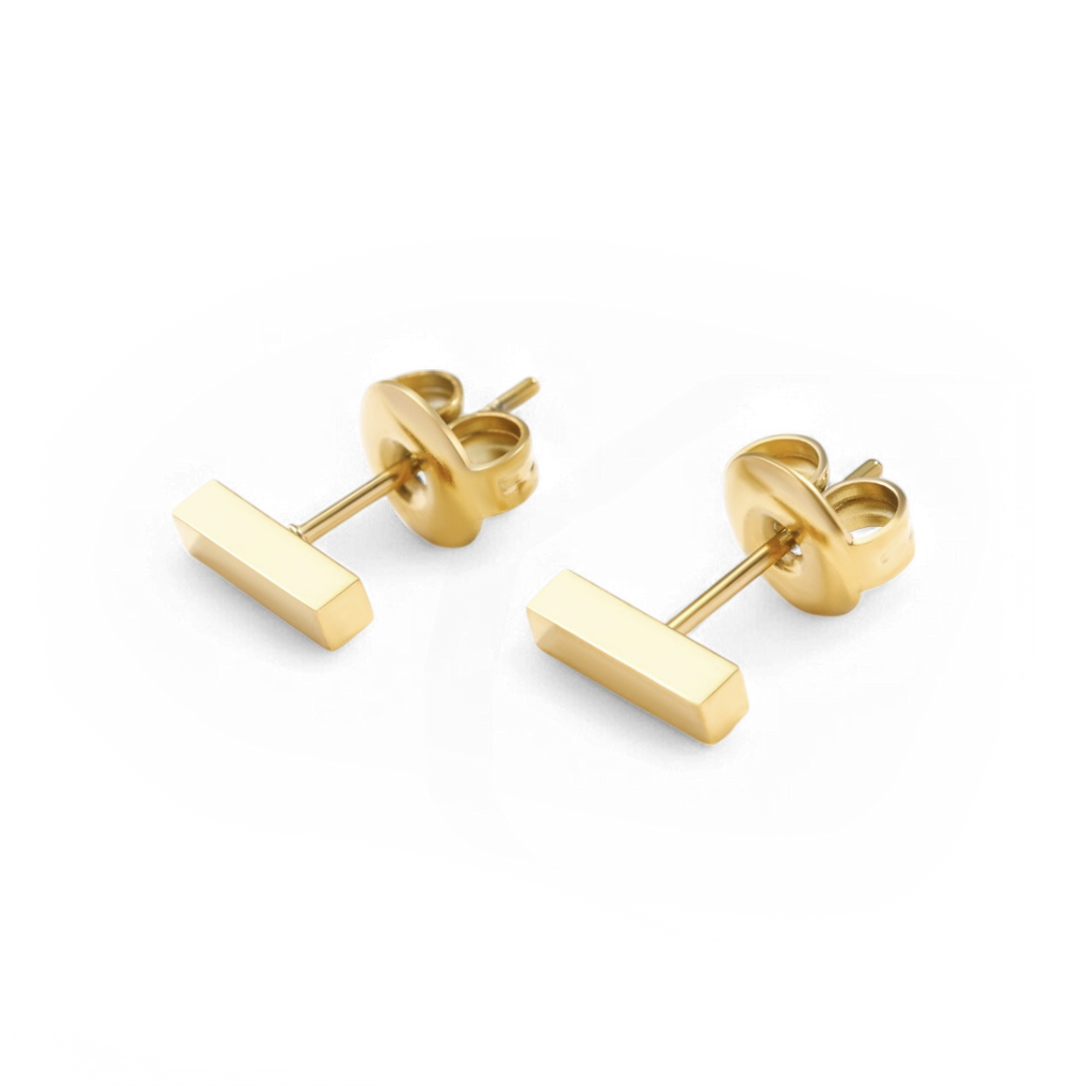 Dainty Bar Stud Earrings in gold by Seeyoura