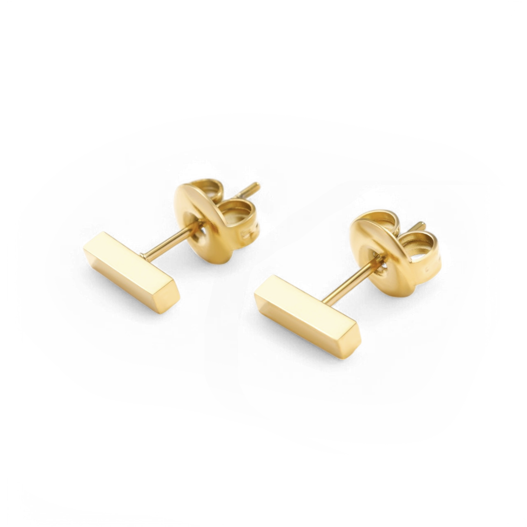 Dainty Bar Stud Earrings in gold by Seeyoura