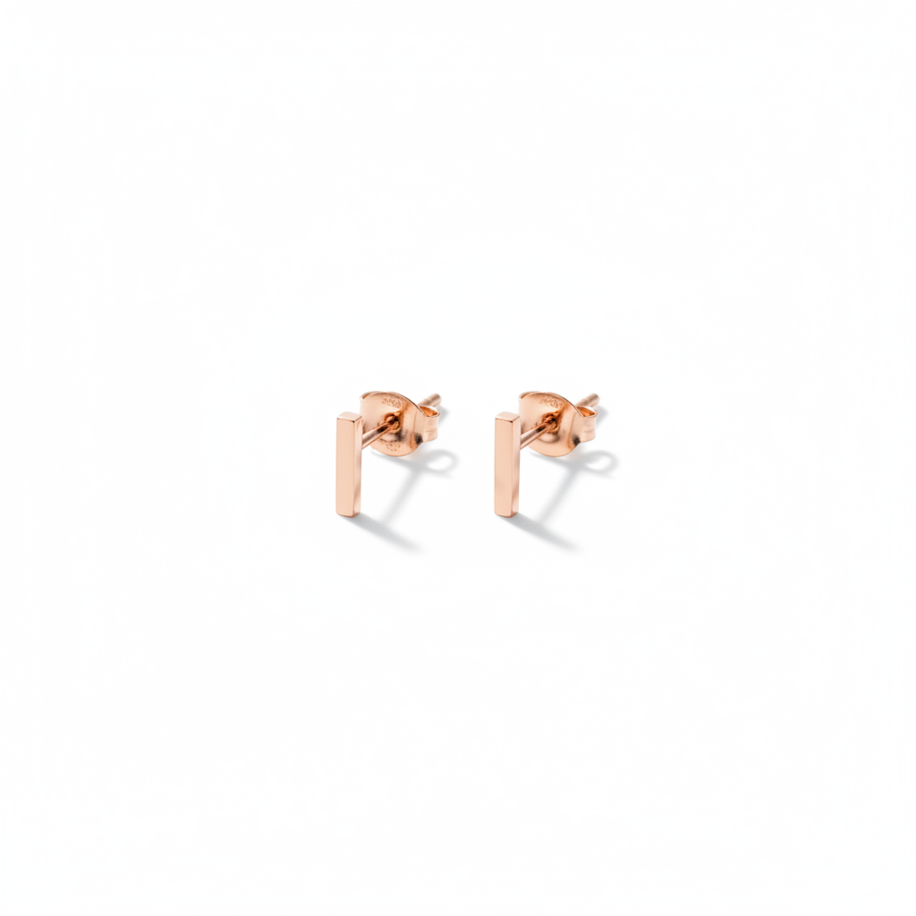 Dainty Bar Stud Earrings in rose-gold by Seeyoura
