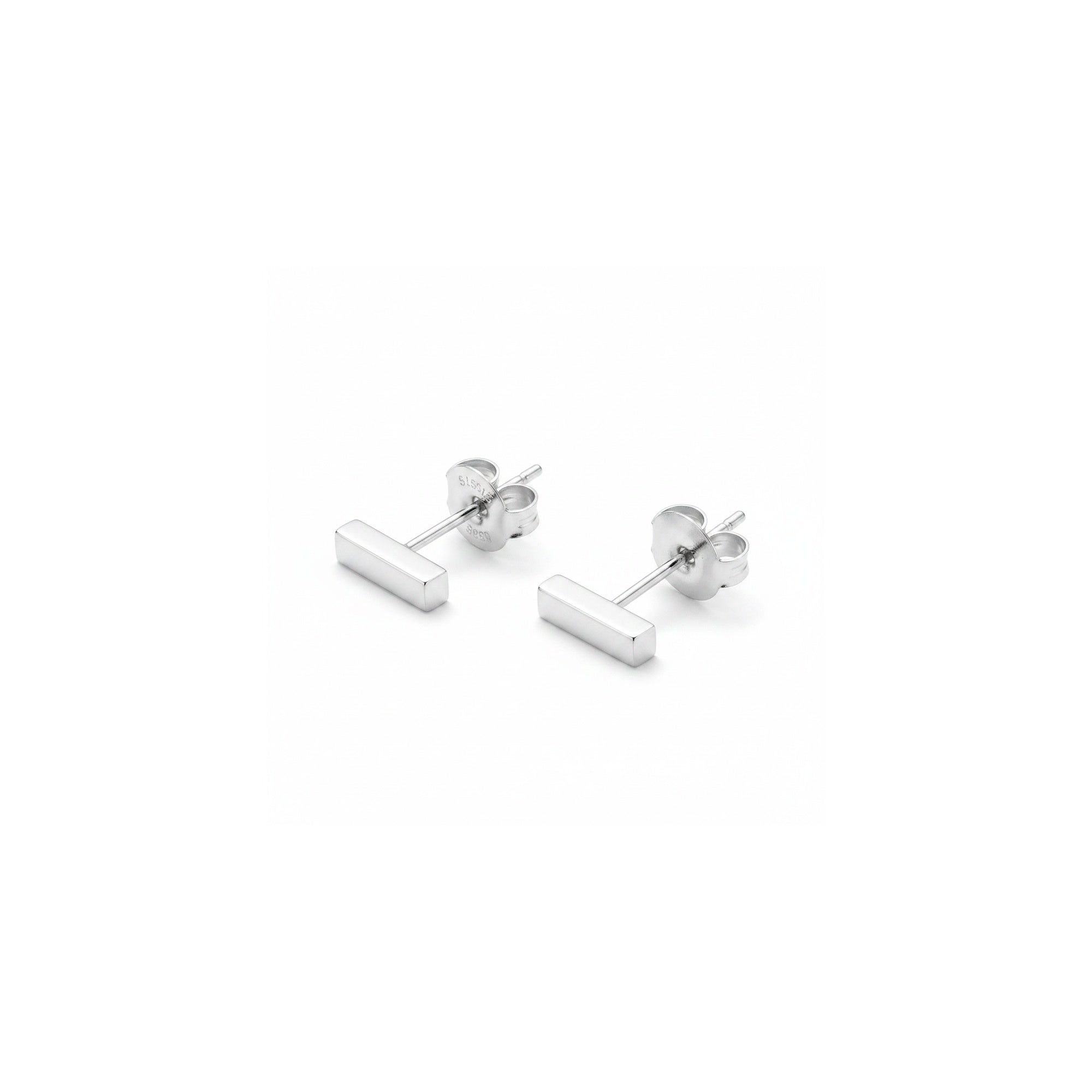 Dainty Bar Stud Earrings in silver by Seeyoura