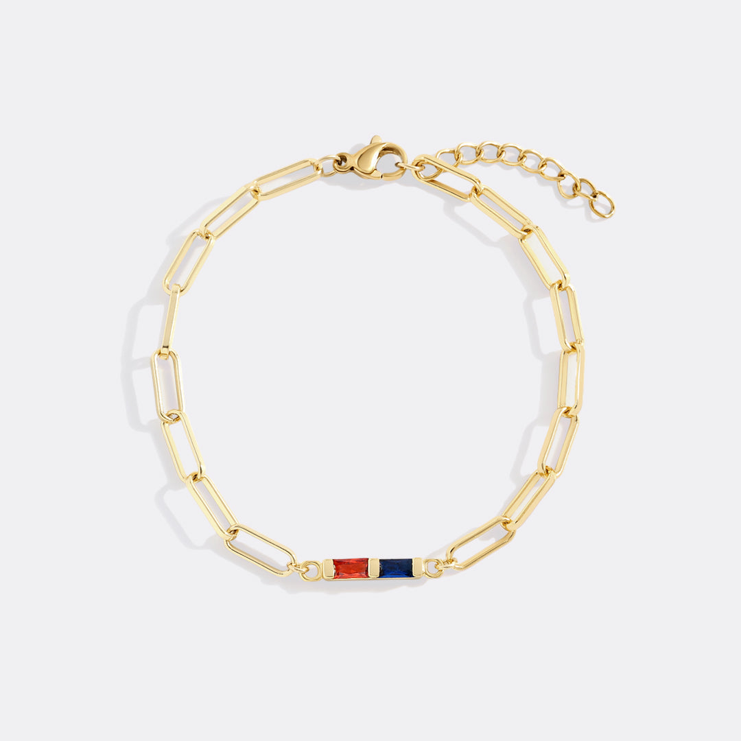 Dainty Birthstone Baguette Paperclip Bracelet in gold, 2 by Seeyoura