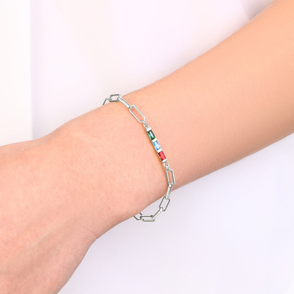 Dainty Birthstone Baguette Paperclip Bracelet by Seeyoura