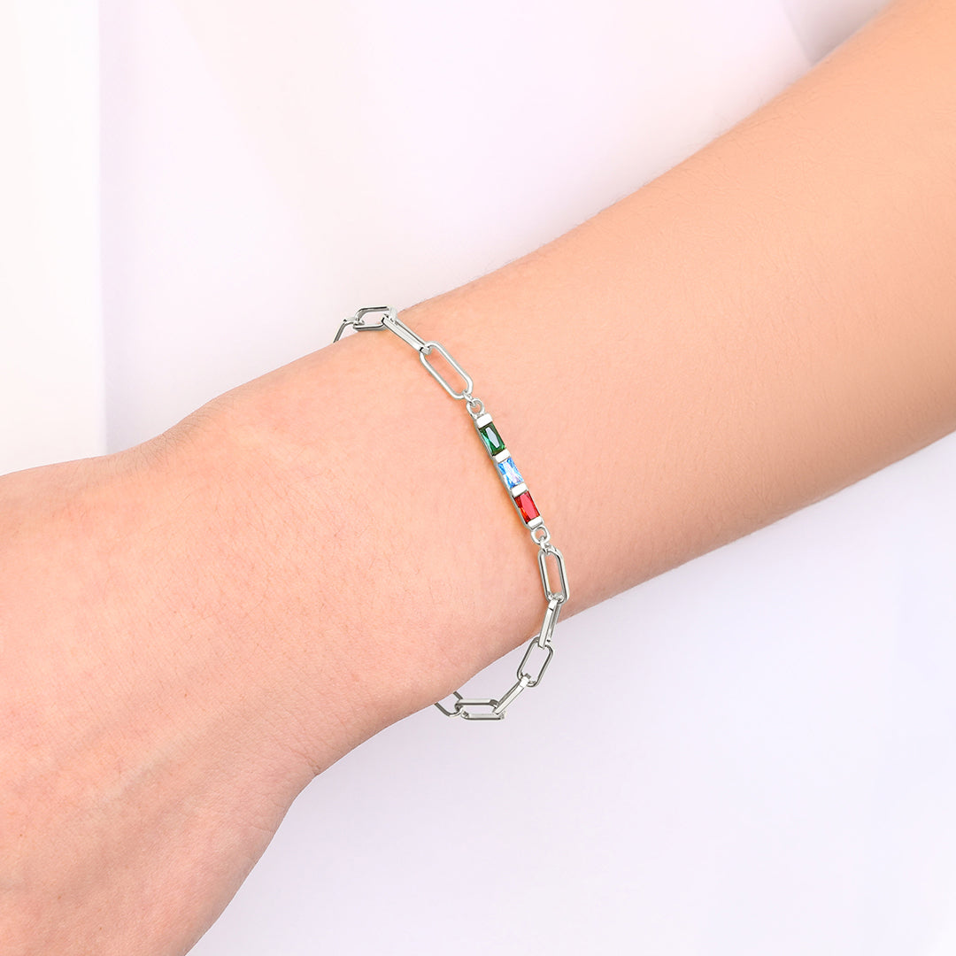 Dainty Birthstone Baguette Paperclip Bracelet by Seeyoura