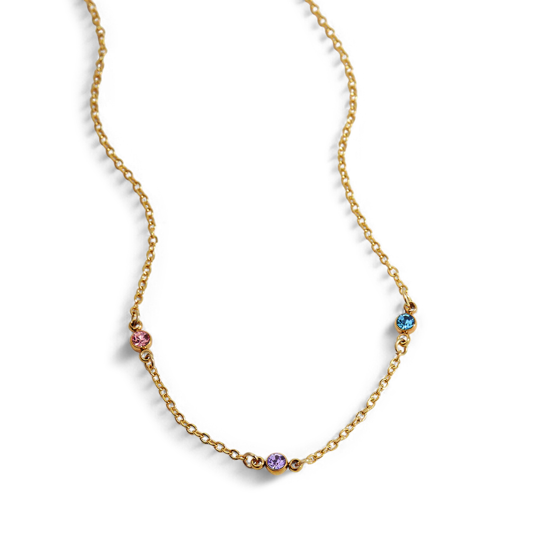 Dainty Birthstone Station Necklace in gold by Seeyoura