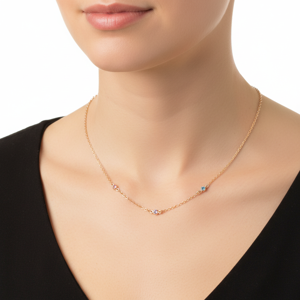 Dainty Birthstone Station Necklace by Seeyoura