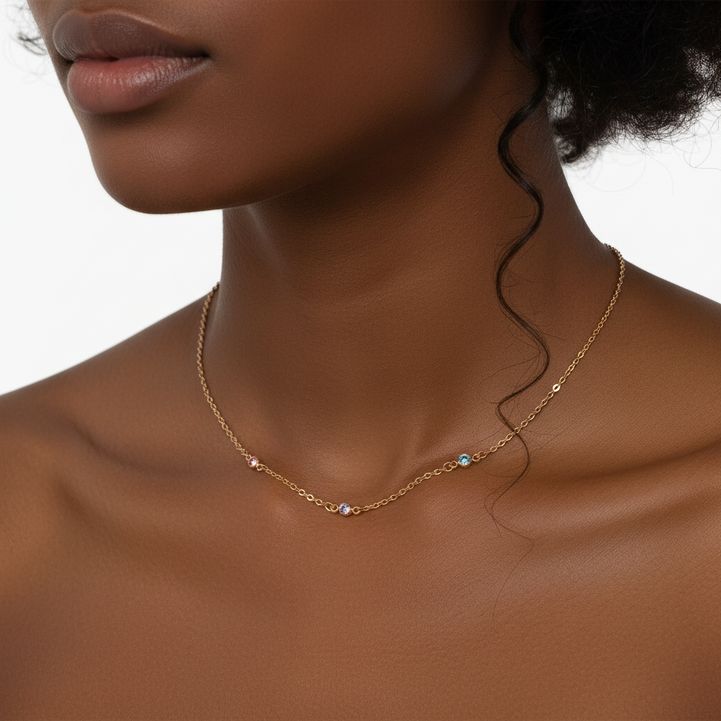 Dainty Birthstone Station Necklace by Seeyoura