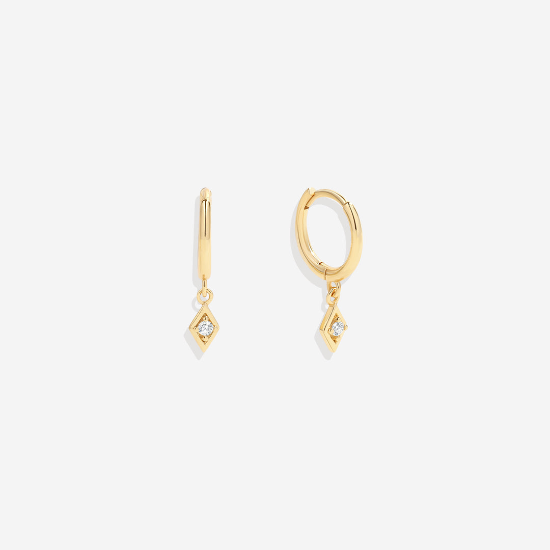 Dainty Diamond Charm Earrings in 18-k-gold-over-sterling-silver by Seeyoura
