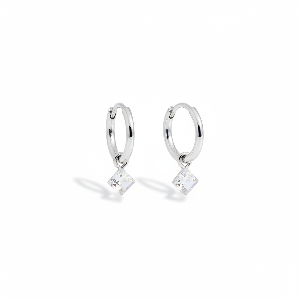 Dainty Diamond Charm Earrings in 925-sterling-silver by Seeyoura