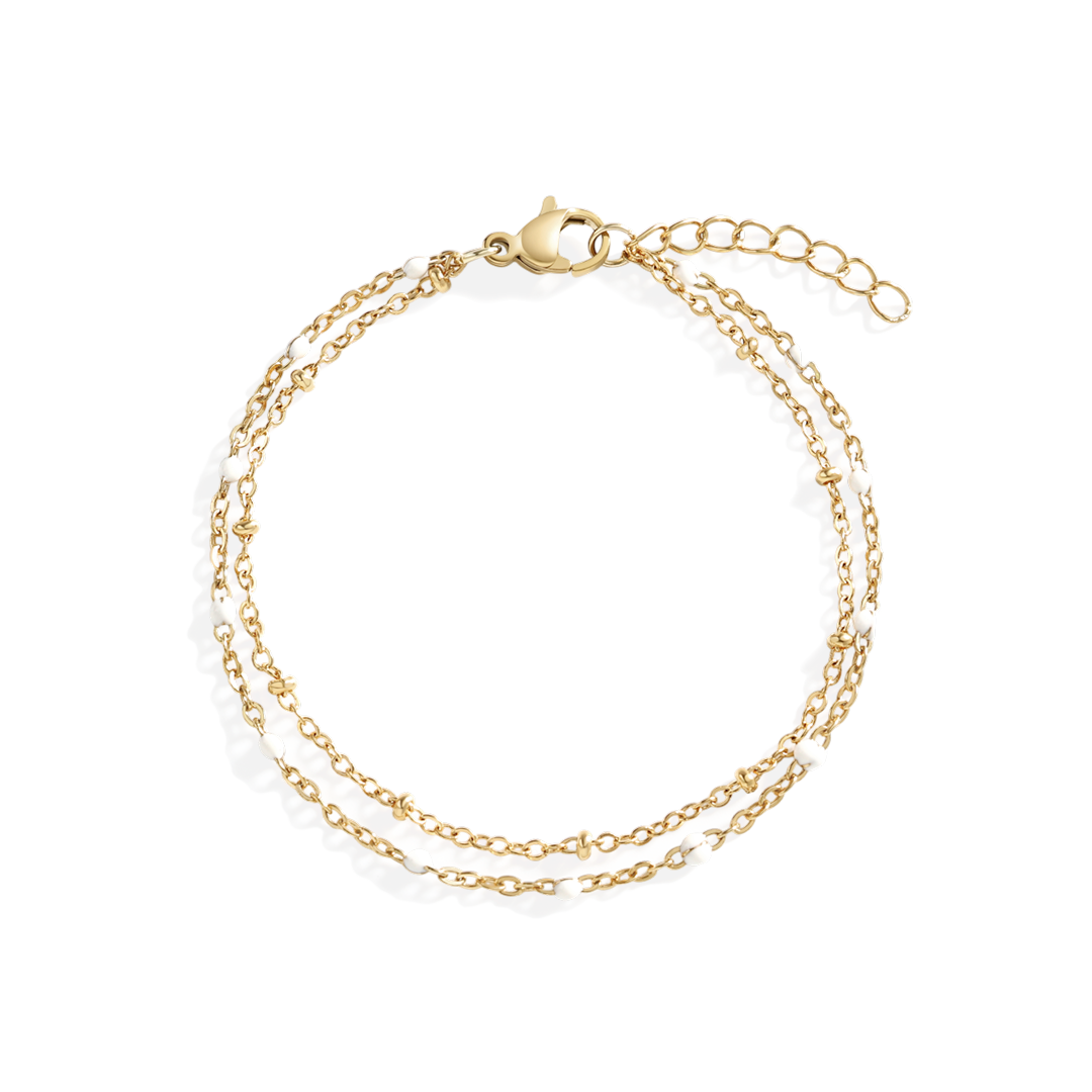 Dainty Double Chain Beaded Bracelet by Seeyoura