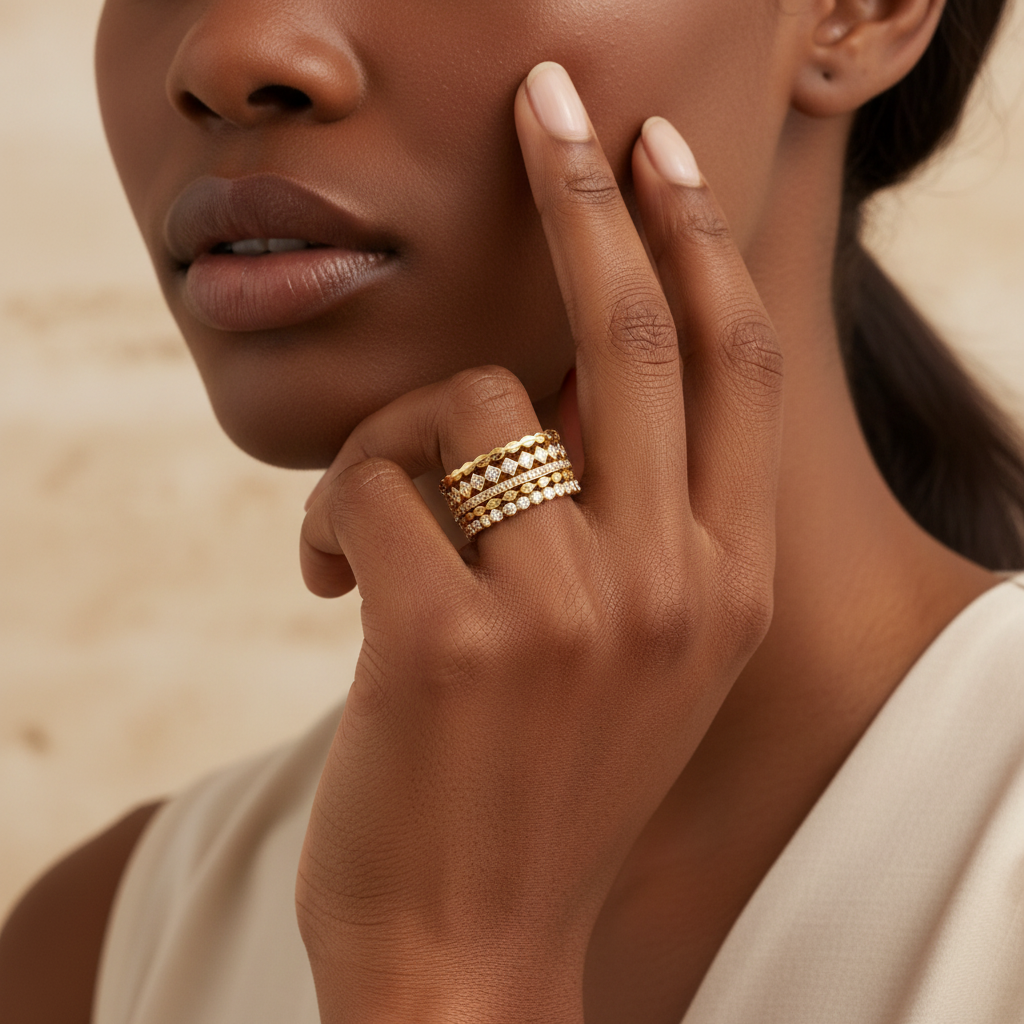 Dainty Gold Mini Ring Set by Seeyoura