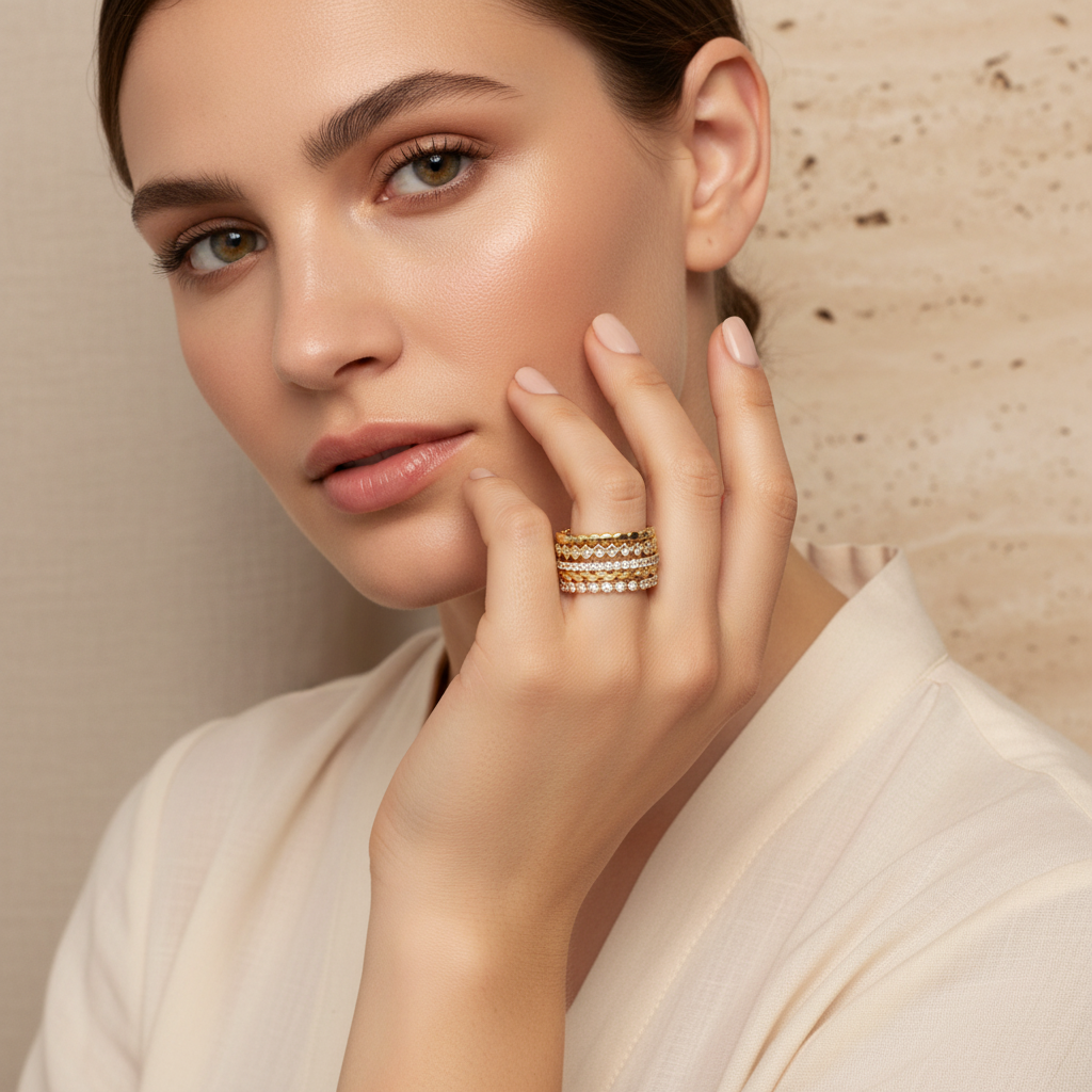 Dainty Gold Mini Ring Set by Seeyoura