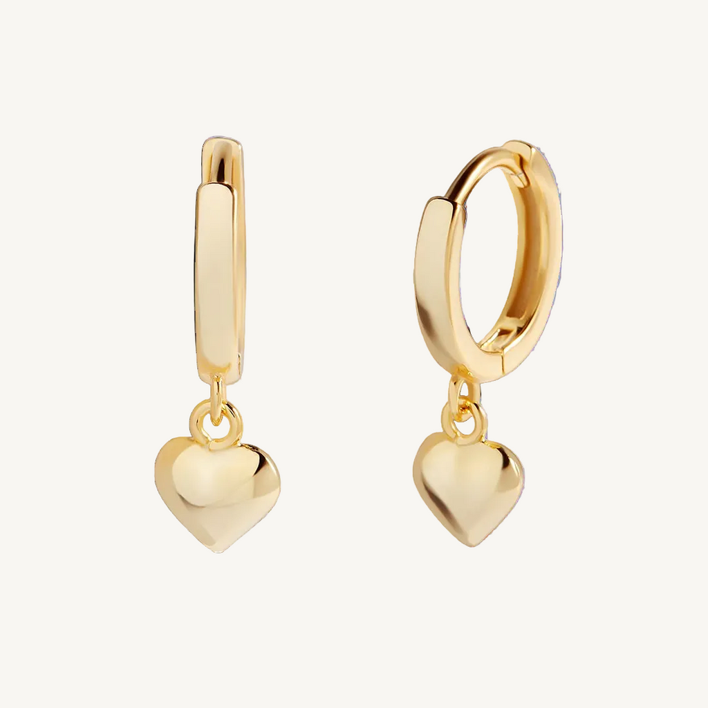 Dainty Heart Hoop Earrings in 18-k-gold-over-sterling-silver by Seeyoura