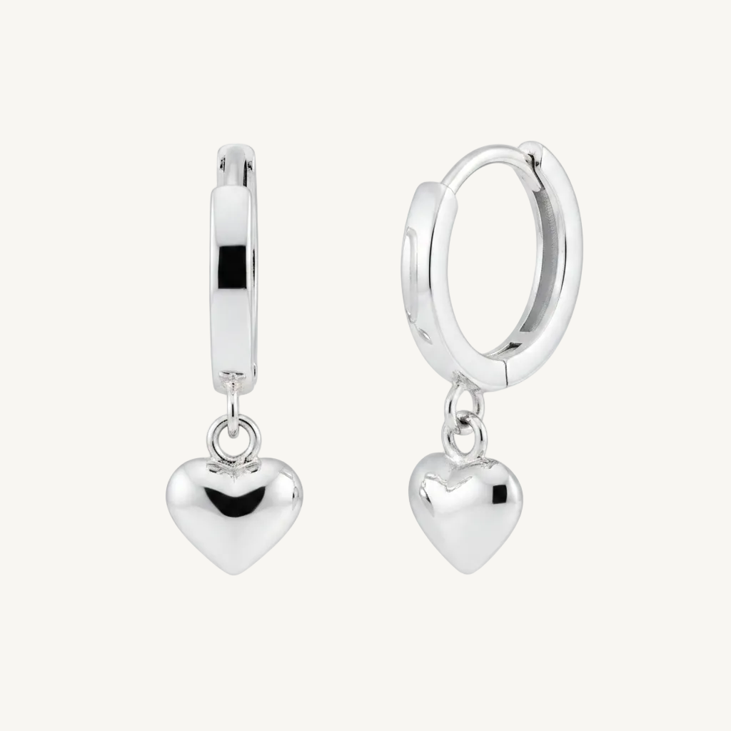 Dainty Heart Hoop Earrings in 925-sterling-silver by Seeyoura
