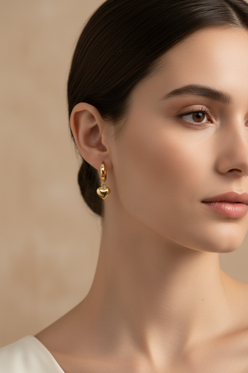 Dainty Heart Hoop Earrings by Seeyoura