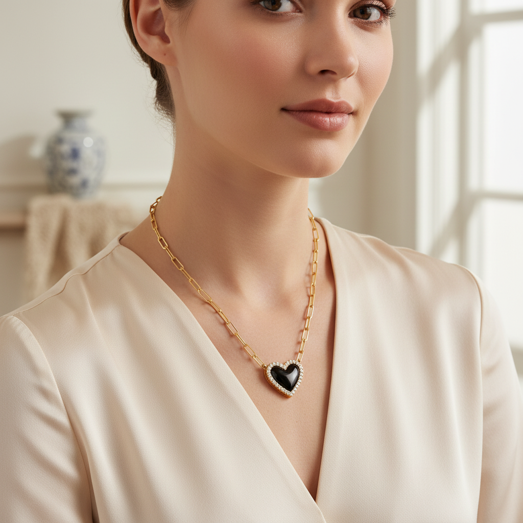 Dainty Heart Paperclip Necklace by Seeyoura