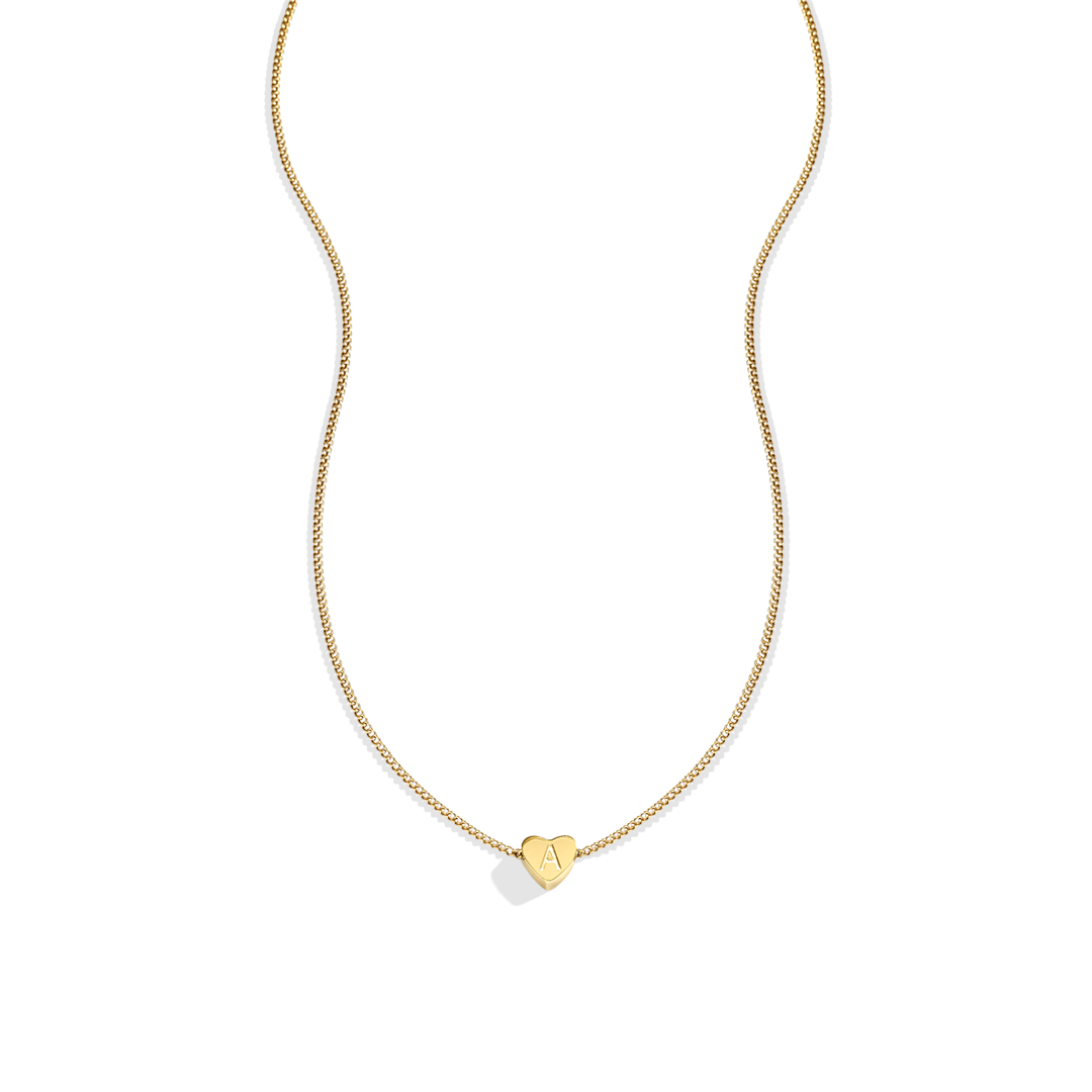 Dainty Heart Stacking Initial Necklace in gold by Seeyoura