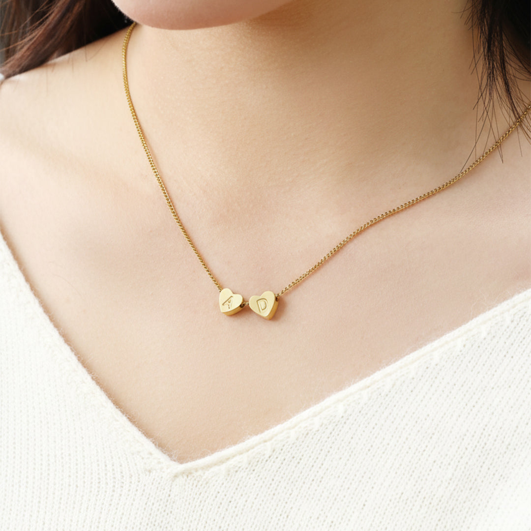 Dainty Heart Stacking Initial Necklace by Seeyoura