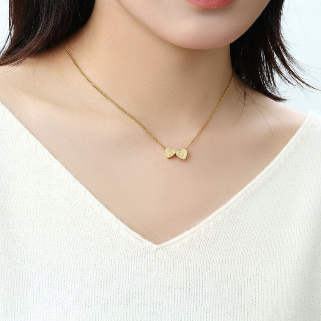 Dainty Heart Stacking Initial Necklace by Seeyoura