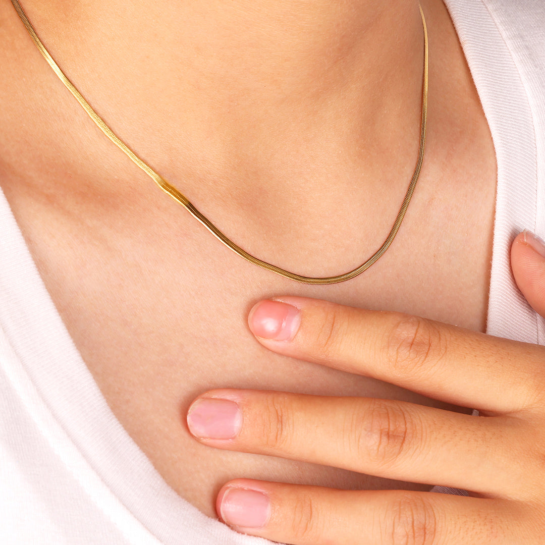 Dainty Herringbone Chain Necklace by Seeyoura