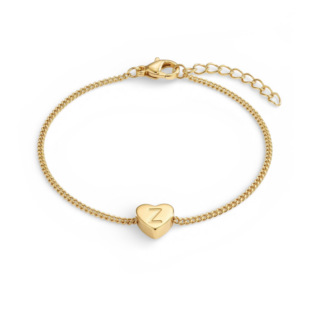 Dainty Initial Heart Bracelet in gold by Seeyoura