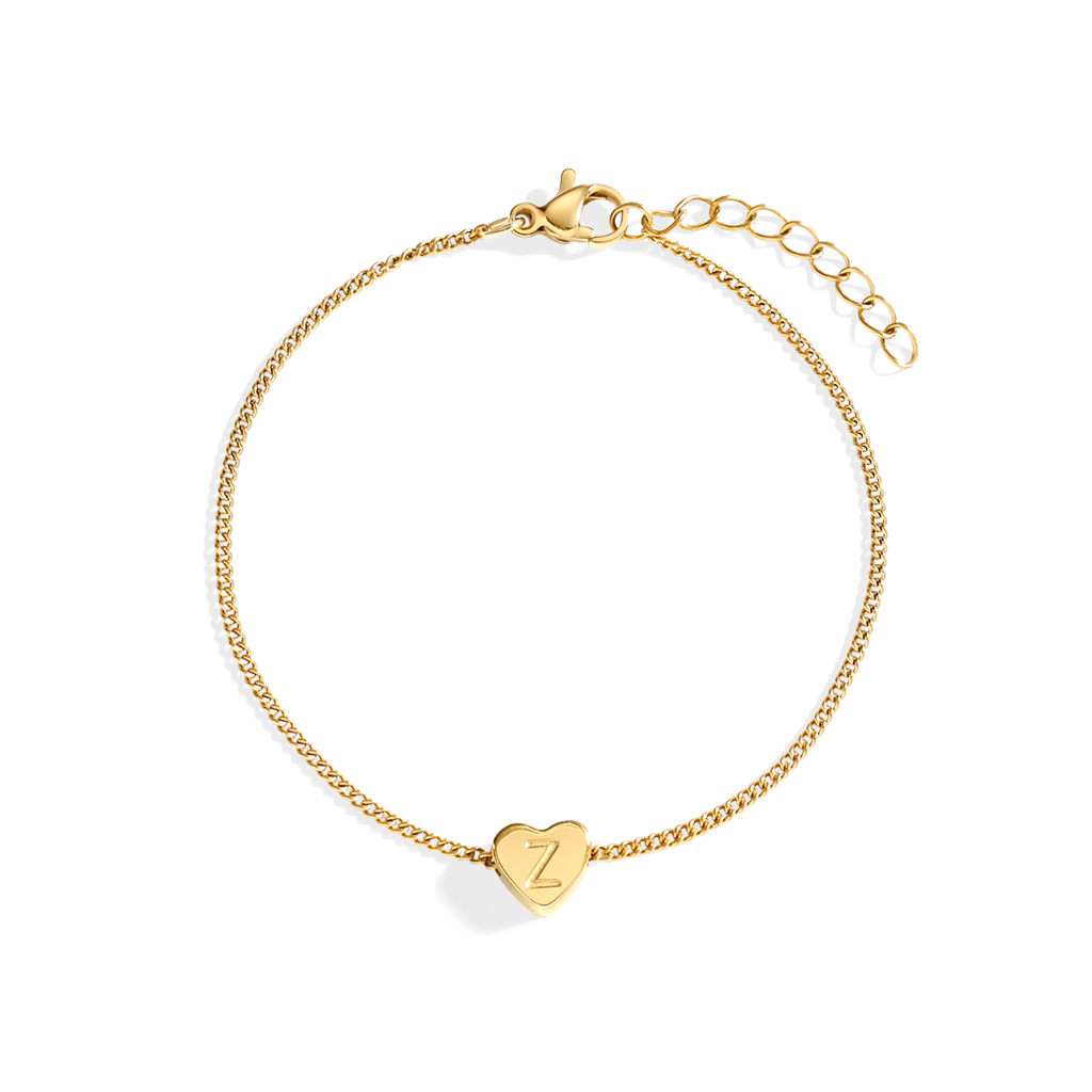 Dainty Initial Heart Bracelet by Seeyoura