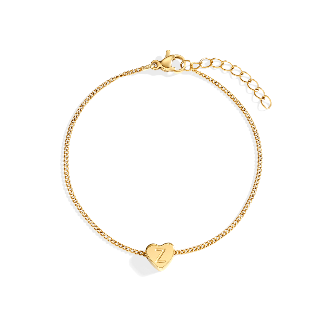 Dainty Initial Heart Bracelet by Seeyoura
