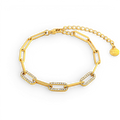 Dainty Pave Paperclip Chain Bracelet in Gold, 6" + 2" by Seeyoura