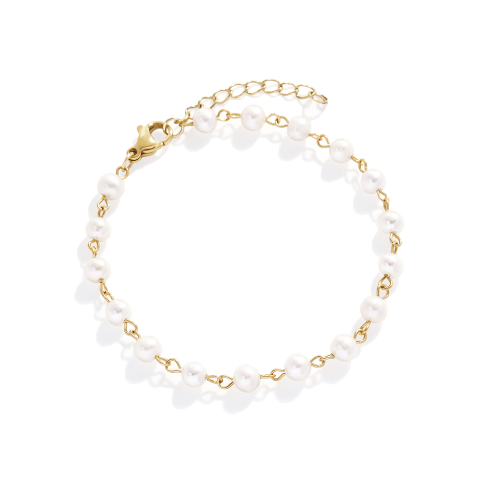 Dainty Pearl Station Bracelet in gold by Seeyoura