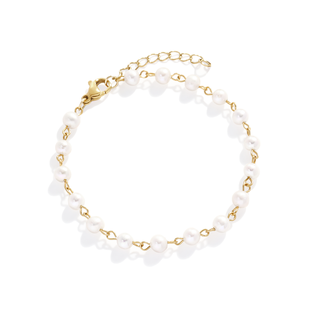 Dainty Pearl Station Bracelet in gold by Seeyoura