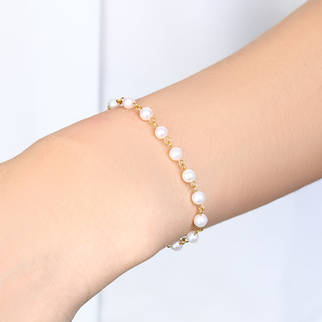 Dainty Pearl Station Bracelet by Seeyoura