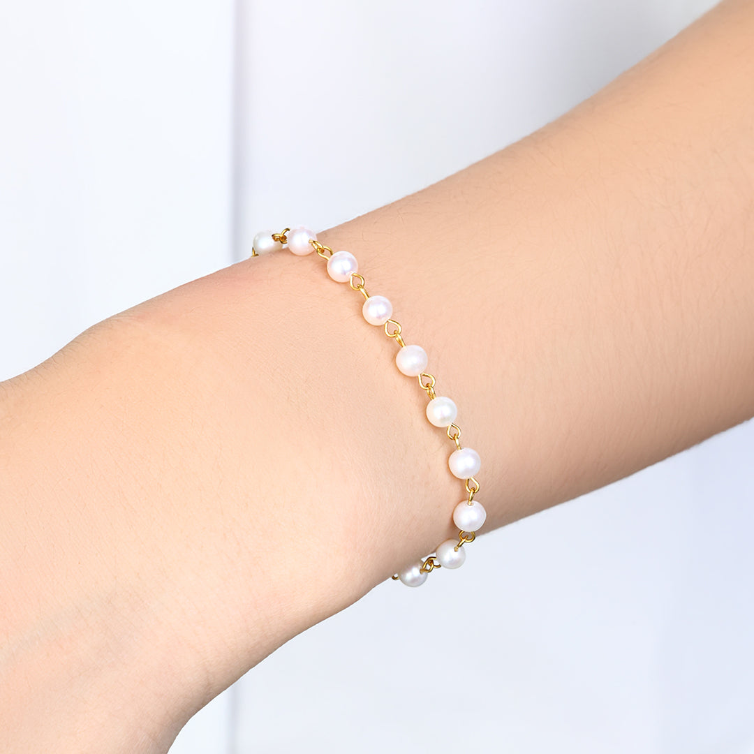 Dainty Pearl Station Bracelet by Seeyoura