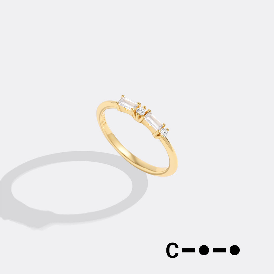 Dainty Personalized Morse Code Ring in 18k Gold Over Sterling Silver, C by Seeyoura