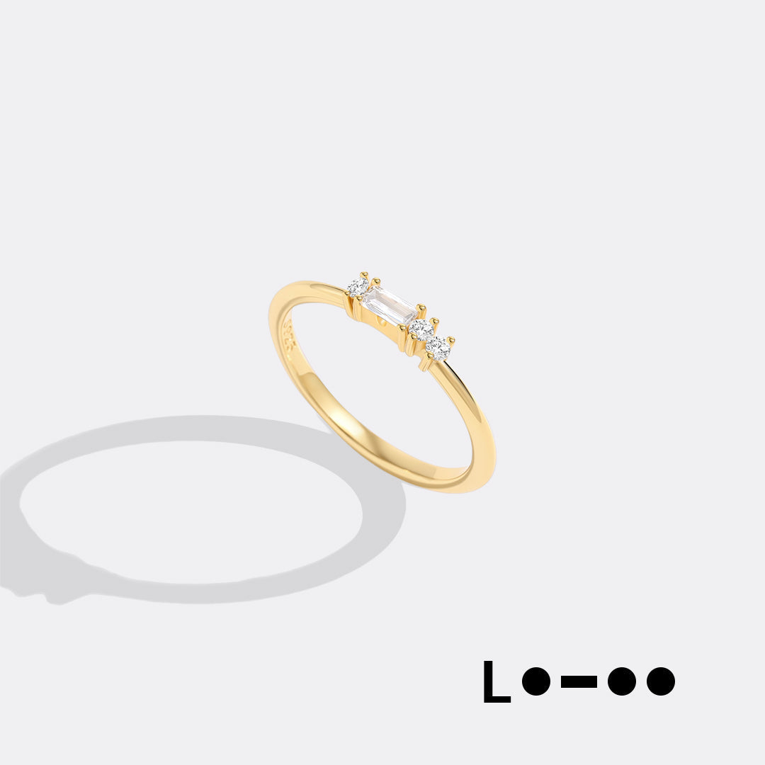 Dainty Personalized Morse Code Ring in 18k Gold Over Sterling Silver, L by Seeyoura