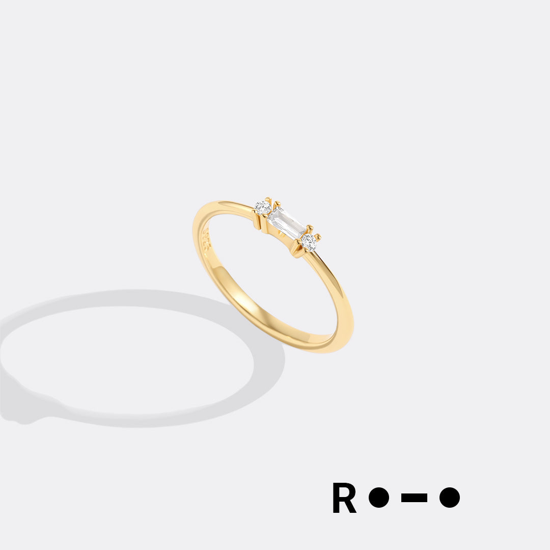 Dainty Personalized Morse Code Ring in 18k Gold Over Sterling Silver, R by Seeyoura