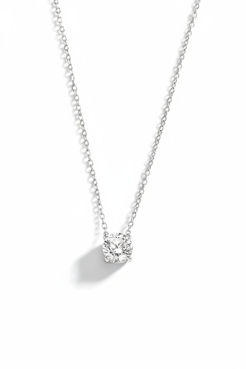 Dainty Solitaire Pendant Necklace in Silver by Seeyoura