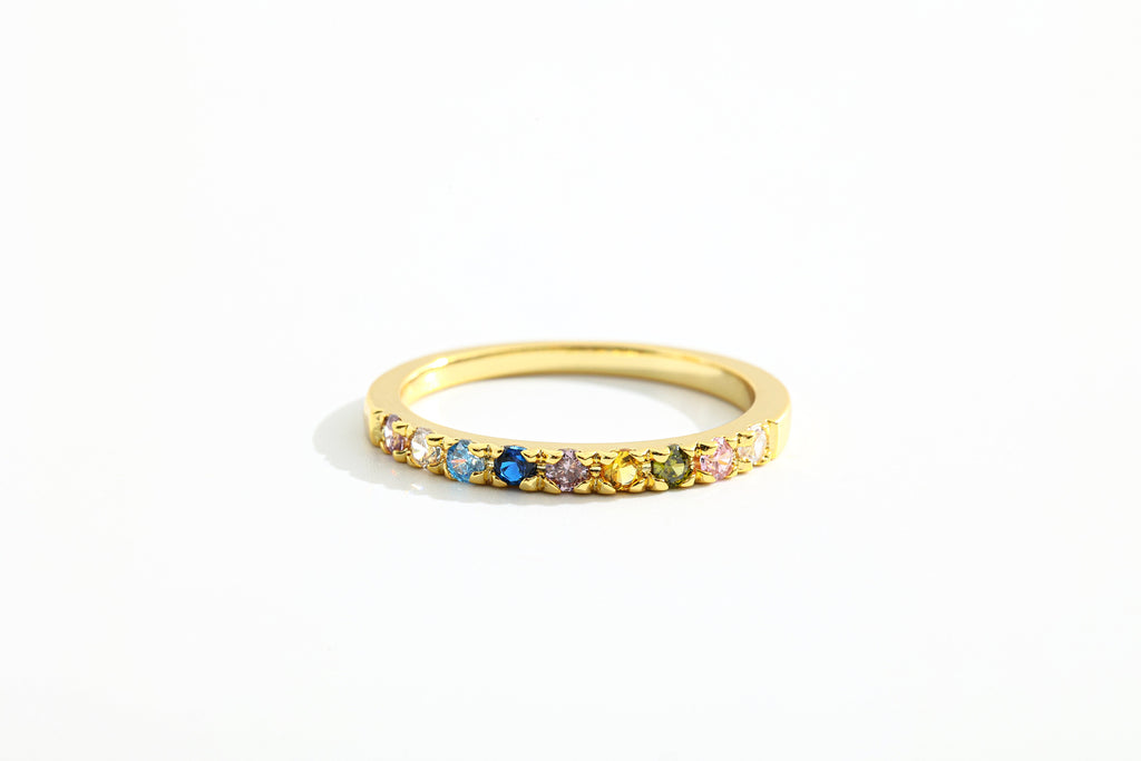 Dainty Stackable Birthstone Ring in Gold by Seeyoura