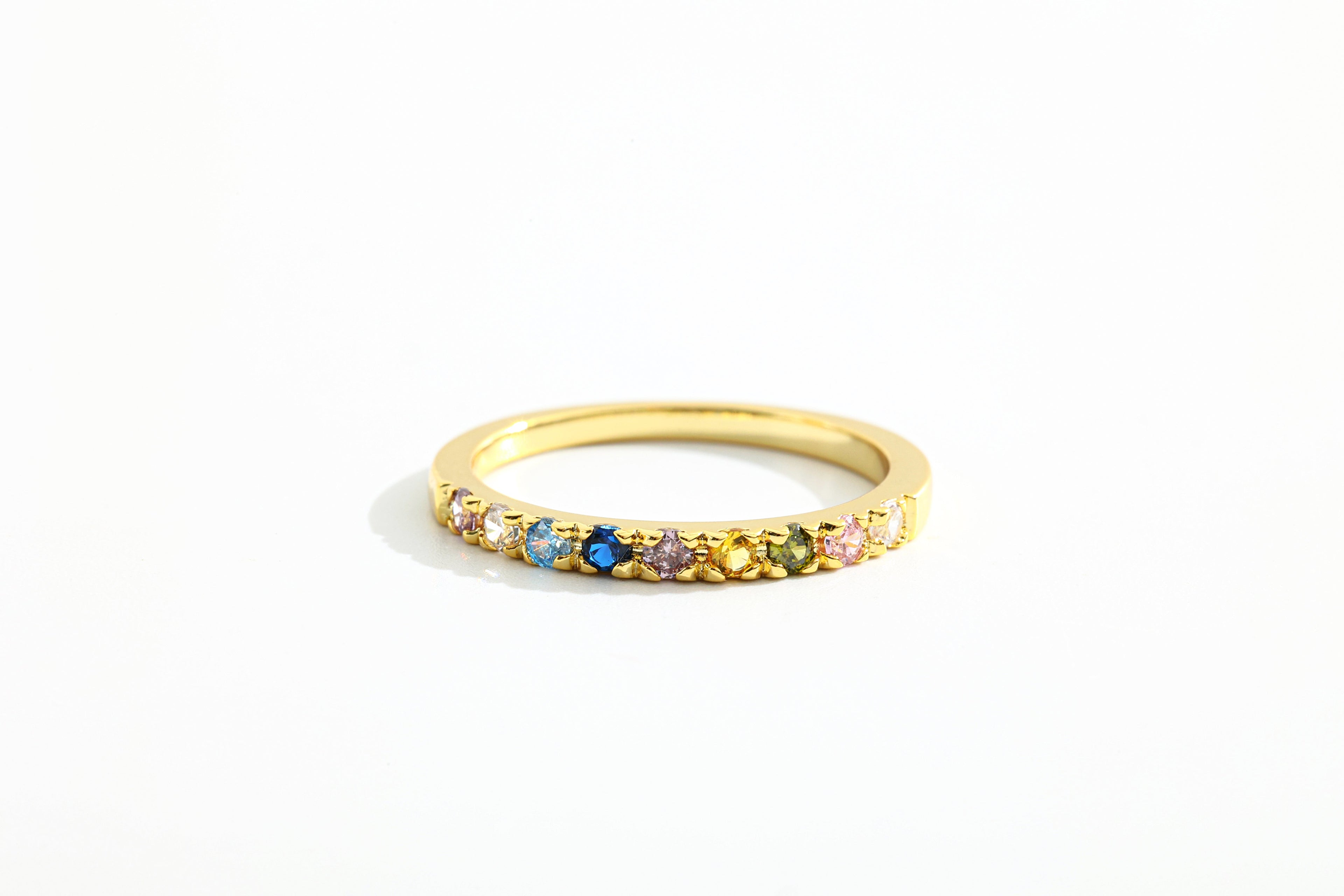 Dainty Stackable Birthstone Ring in Gold by Seeyoura