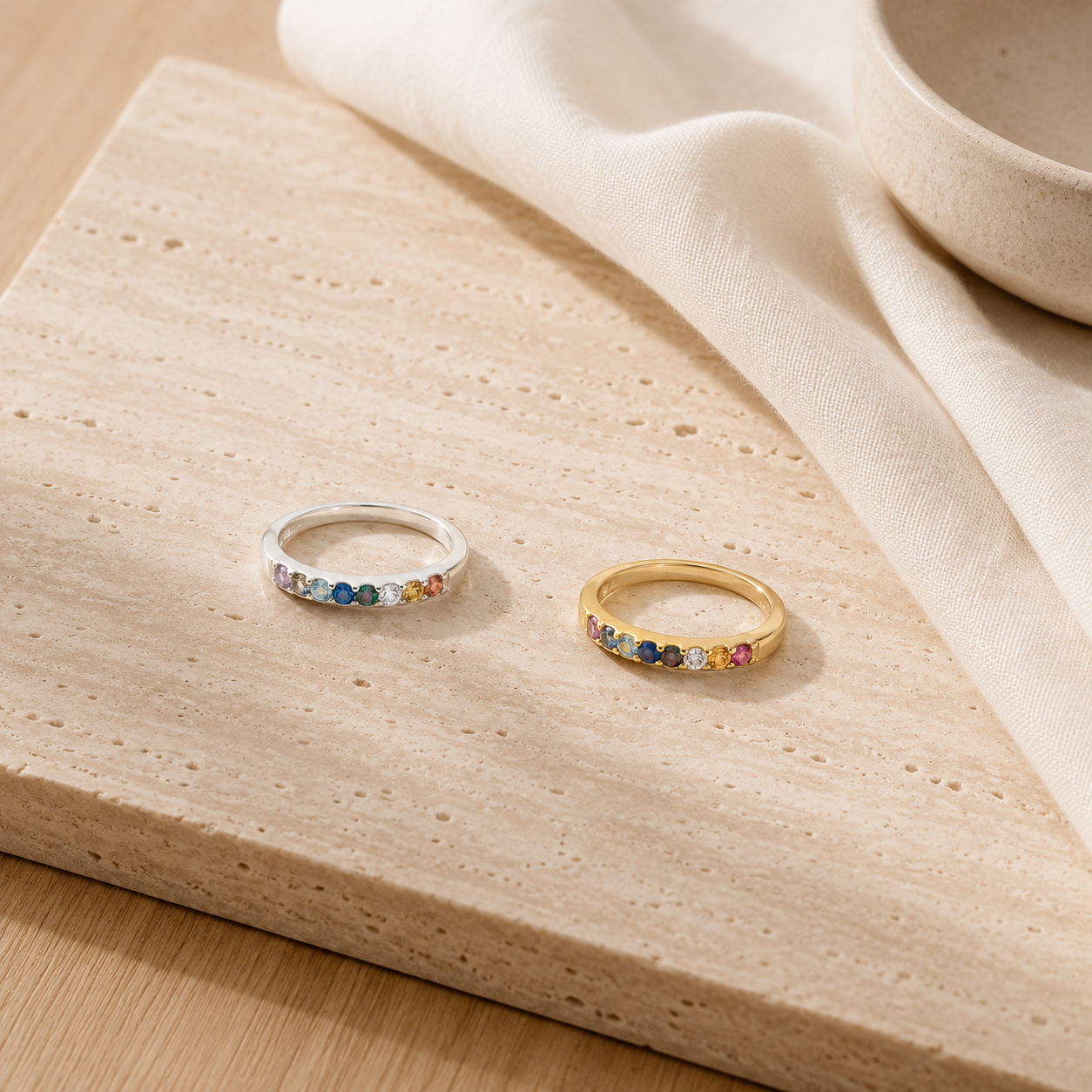 Dainty Stackable Birthstone Ring by Seeyoura