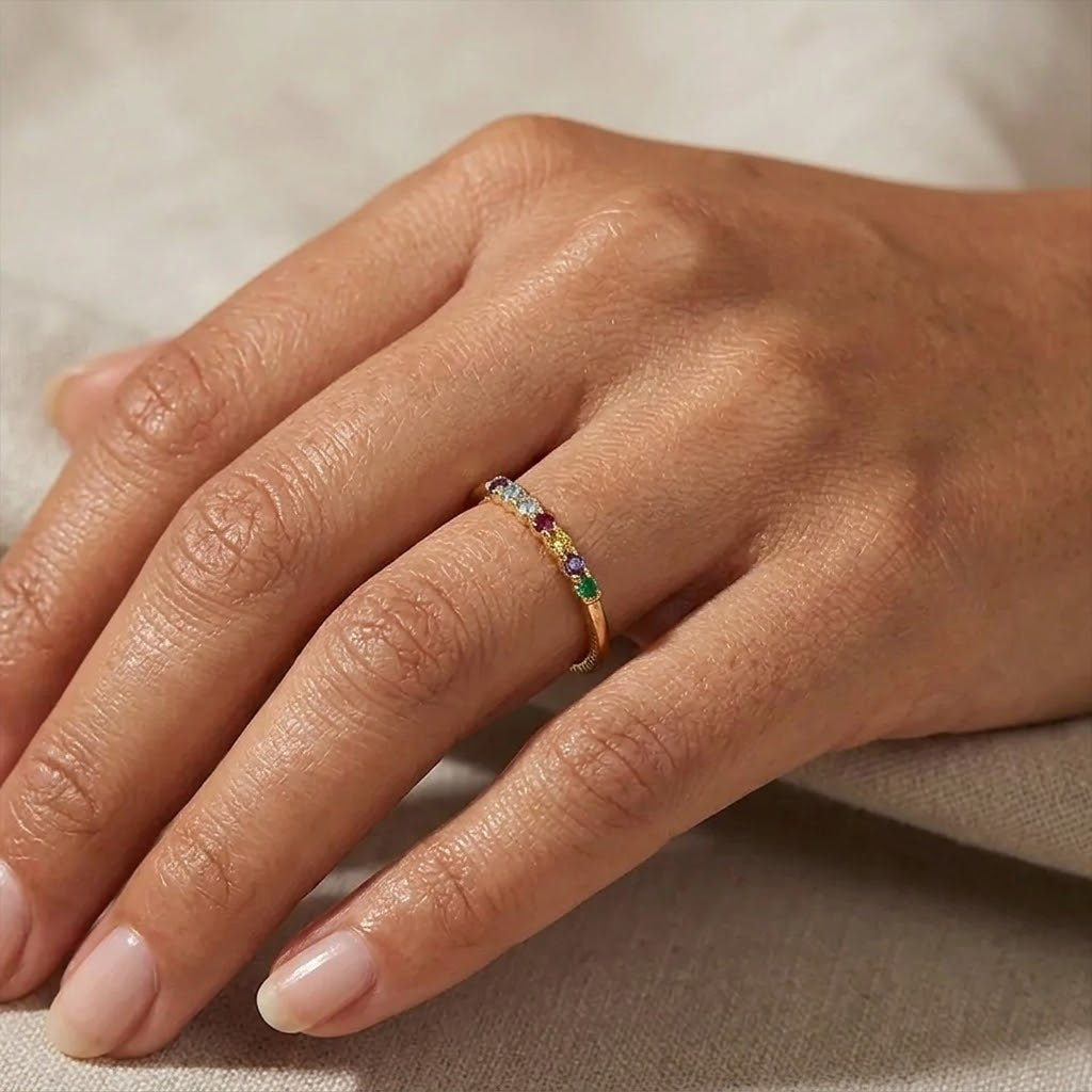 Dainty Stackable Birthstone Ring by Seeyoura