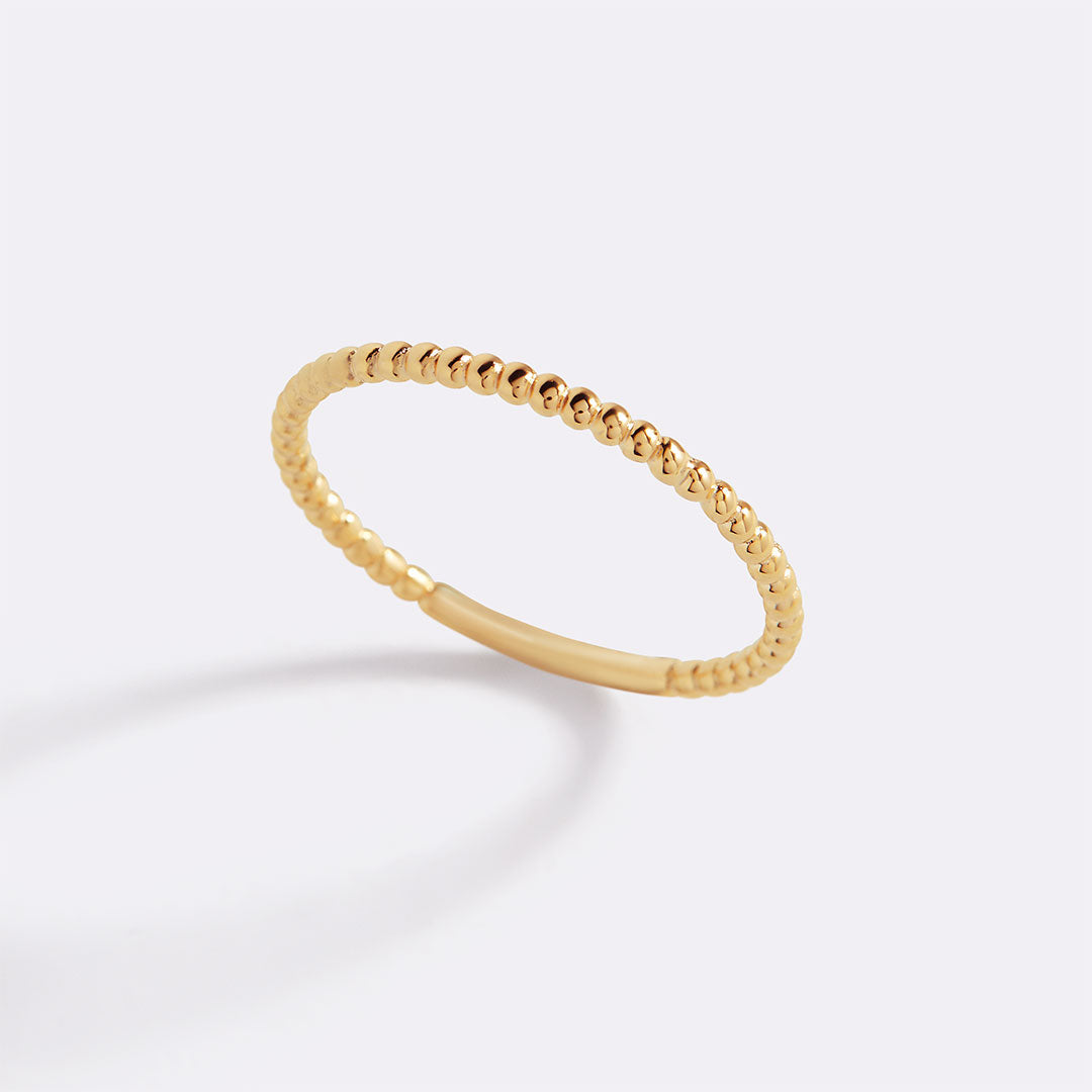 Gold Dainty Stacking Beaded Ring by Seeyoura