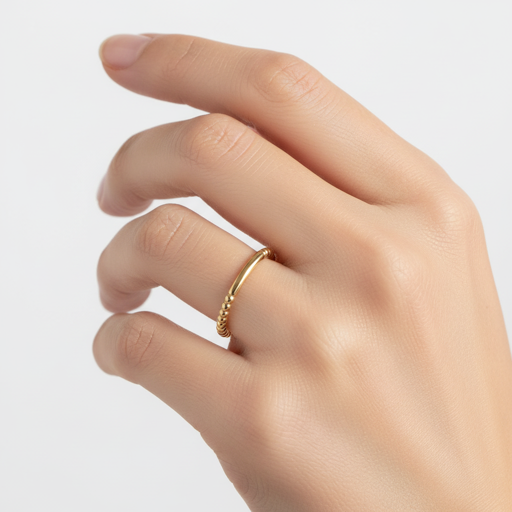 Gold Dainty Stacking Beaded Ring by Seeyoura