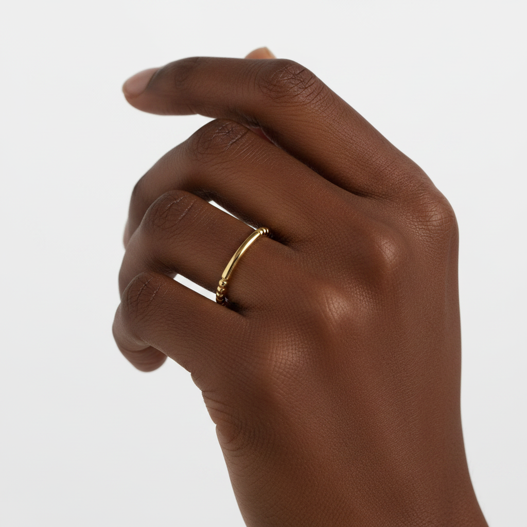 Gold Dainty Stacking Beaded Ring by Seeyoura