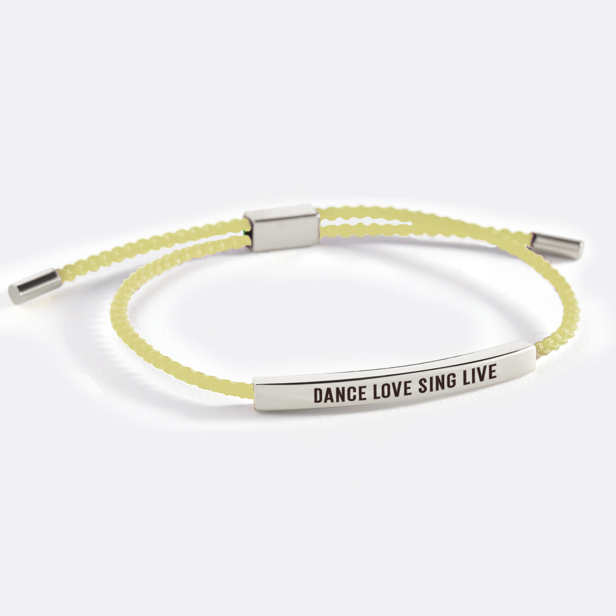 Dance Love Sing Live Inspire Bracelet in Lemon Yellow, silver by Seeyoura