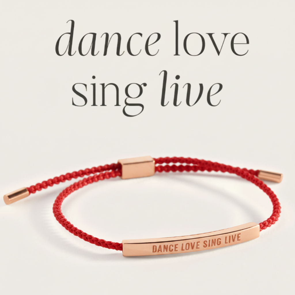 Dance Love Sing Live Inspire Bracelet in Lucky Red, 18-k-rose-gold-plated by Seeyoura