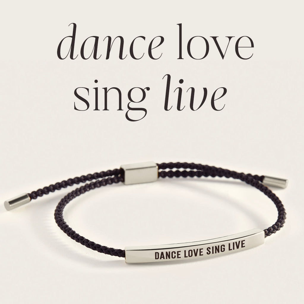 Dance Love Sing Live Inspire Bracelet in Midnight Black, silver by Seeyoura