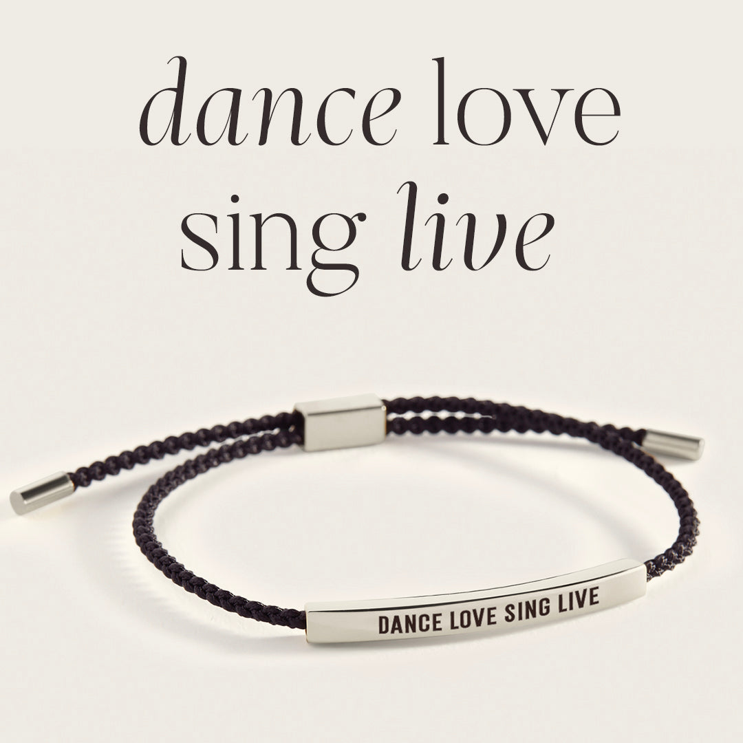 Dance Love Sing Live Inspire Bracelet in Midnight Black, silver by Seeyoura