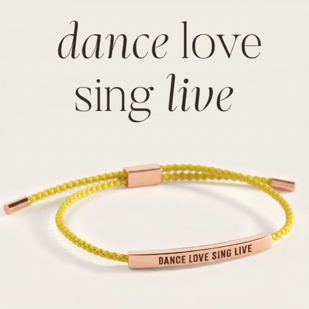 Dance Love Sing Live Inspire Bracelet in Pink, 18-k-rose-gold-plated by Seeyoura