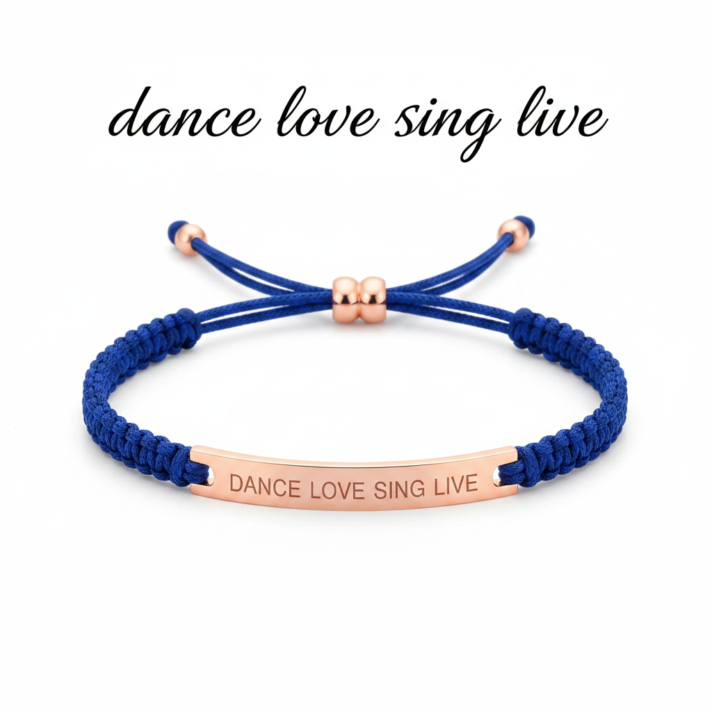 Dance Love Sing Live Inspire Bracelet in Royal Blue, 18-k-rose-gold-plated by Seeyoura